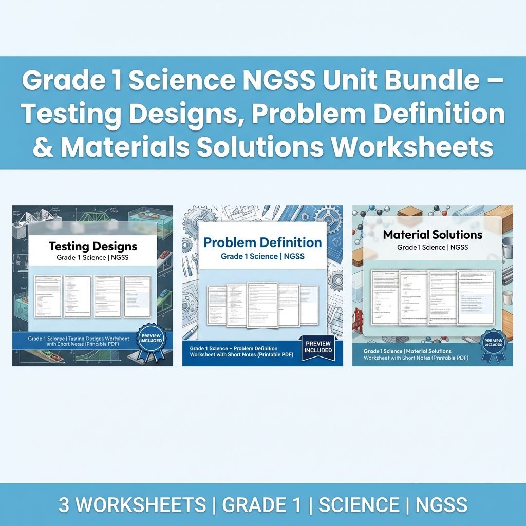 Grade 1 Science Engineering Design Unit | NGSS-Aligned Worksheet Bundle  — bundle cover