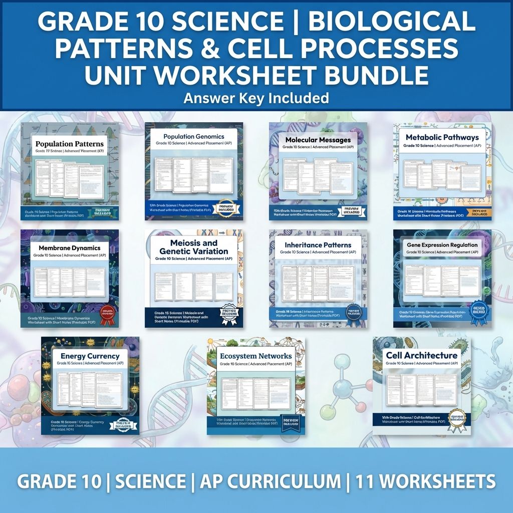 Grade 10 Science Unit Bundle | Genetics, Ecology & Cellular Biology Worksheets — bundle cover