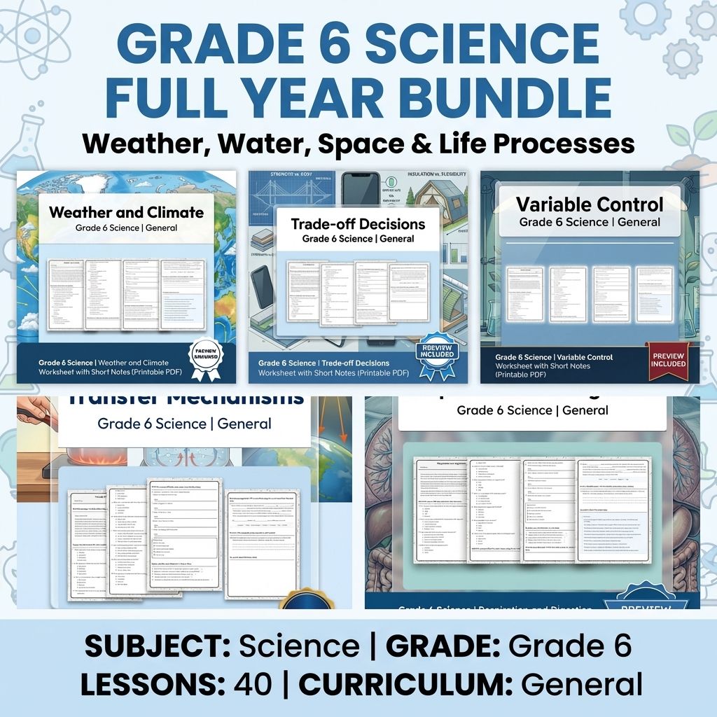 Grade 6 Science Full Year Bundle | Weather, Water, Space & Life Processes — bundle cover