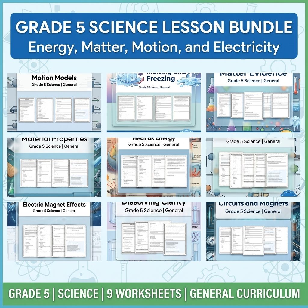 Grade 5 Science Lesson Bundle | Energy, Matter, Motion, and Electricity — bundle cover