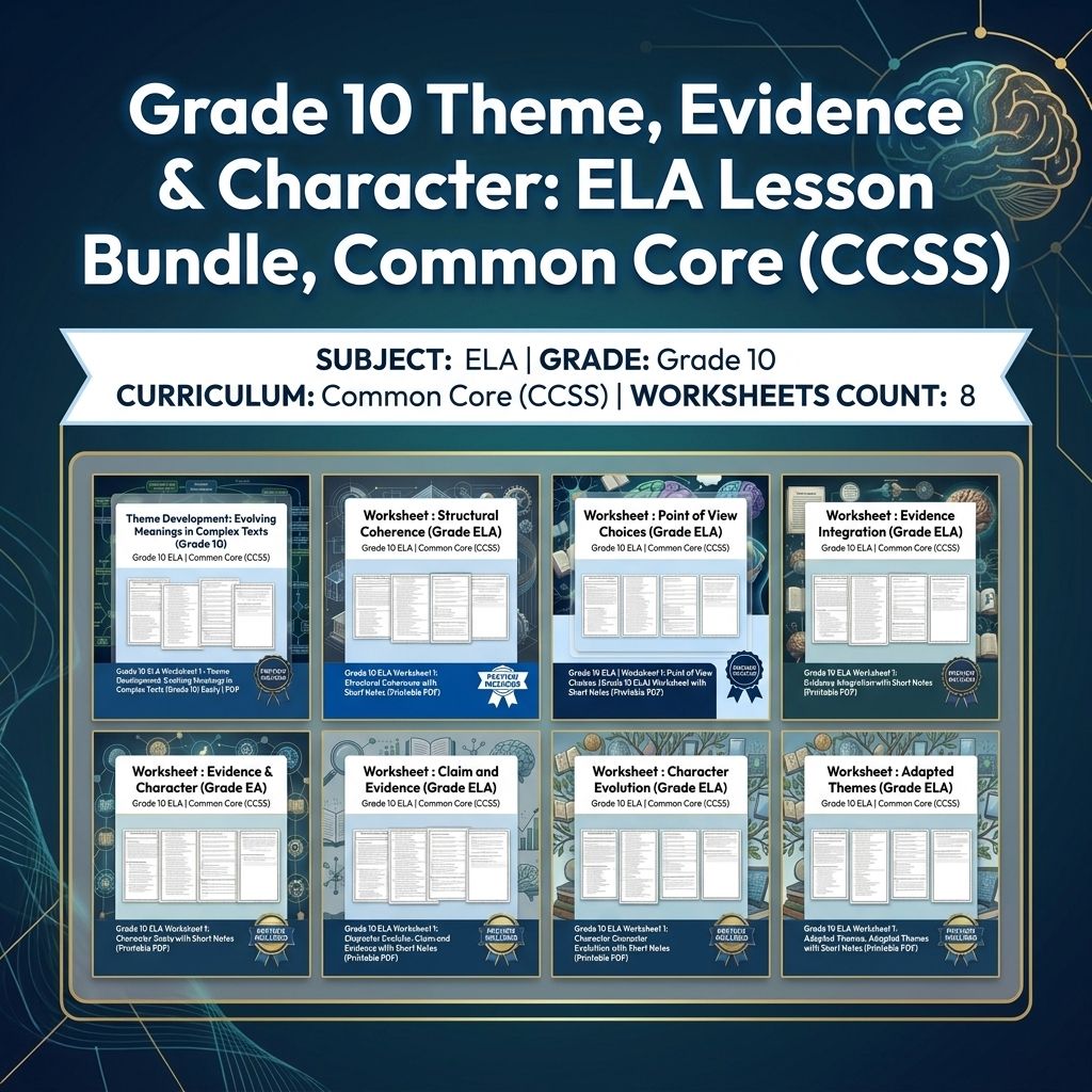 Grade 10 Theme, Evidence & Character: ELA Lesson Bundle, Common Core (CCSS) — bundle cover