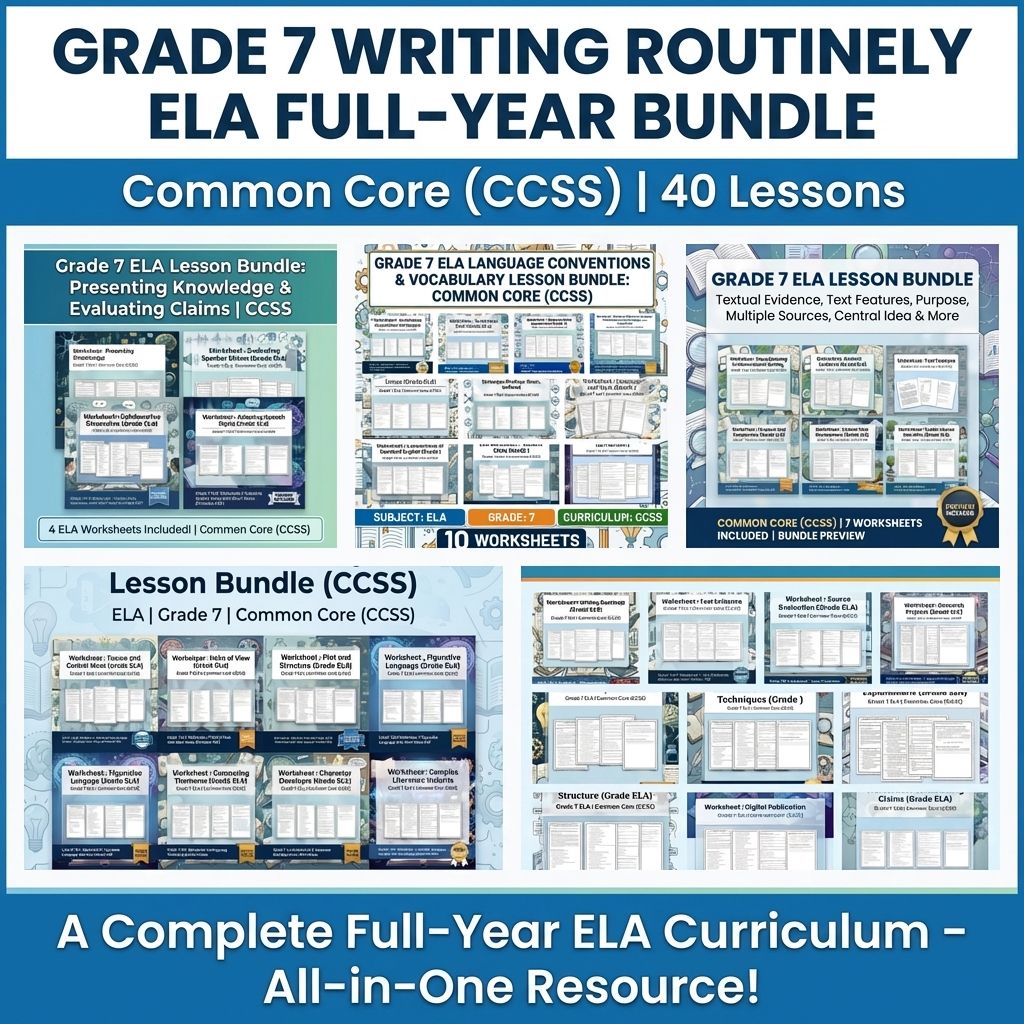 Grade 7 Writing Routinely ELA Full-Year Bundle – Common Core (CCSS) — bundle cover