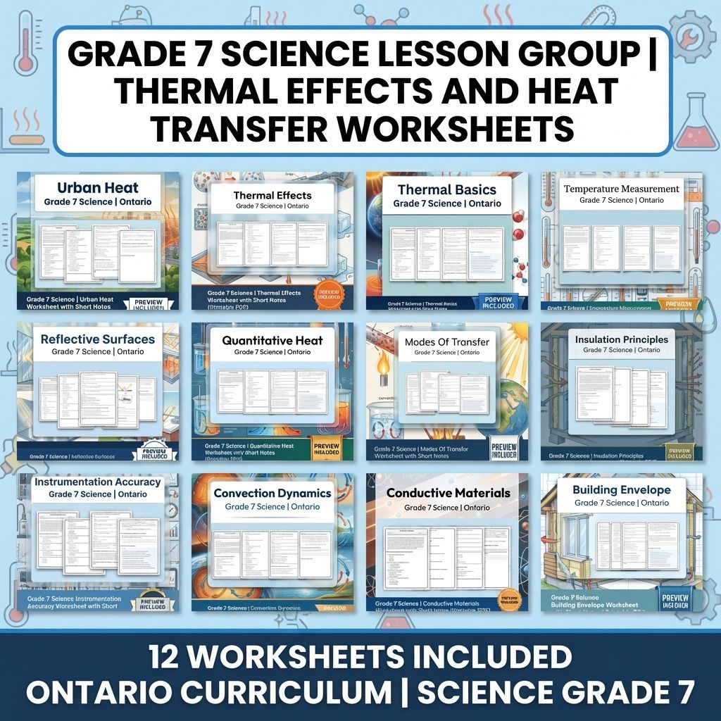 Grade 7 Science Lesson Group | Thermal Effects and Heat Transfer Worksheets — bundle cover
