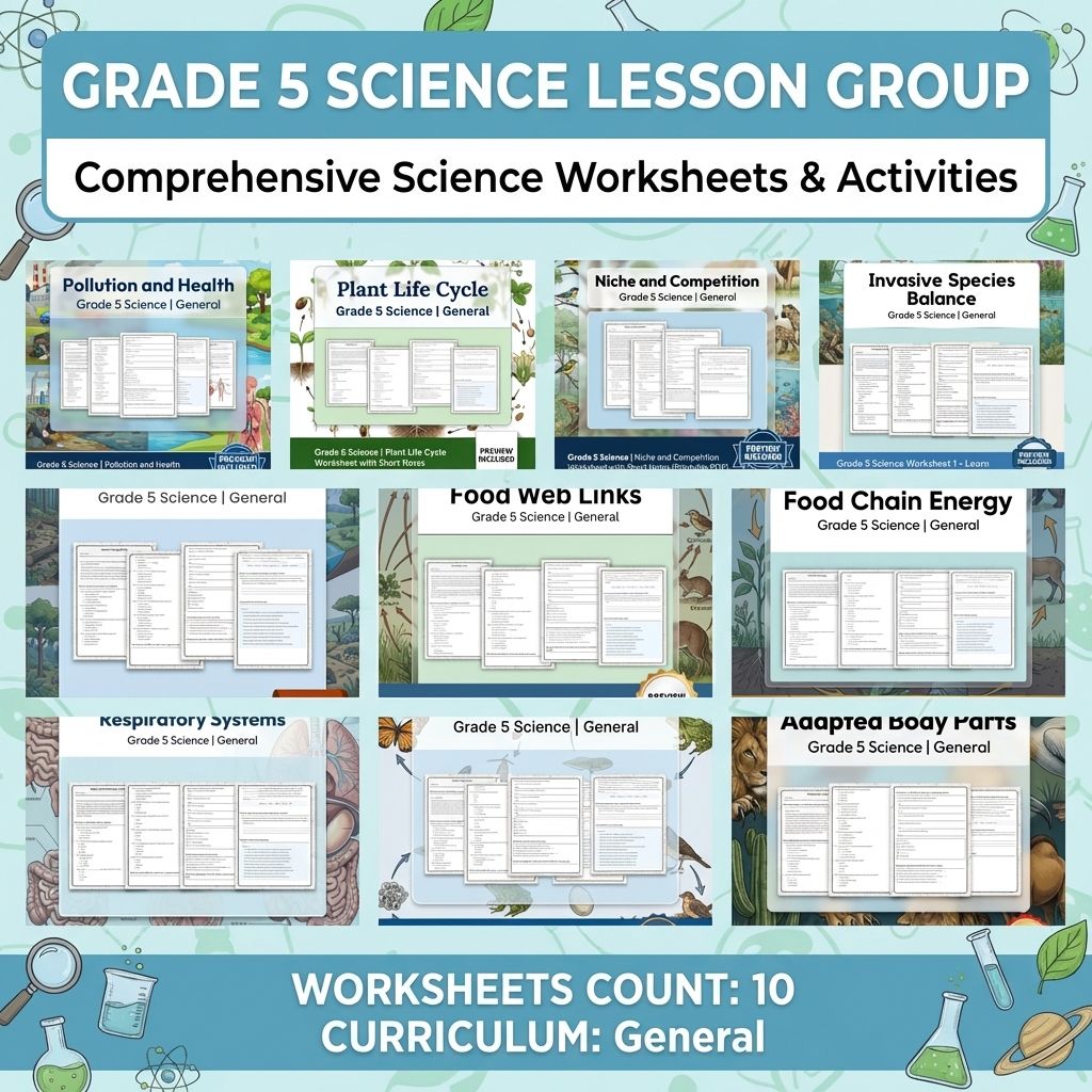 Grade 5 Science Lesson Group | Comprehensive Science Worksheets & Activities — bundle cover
