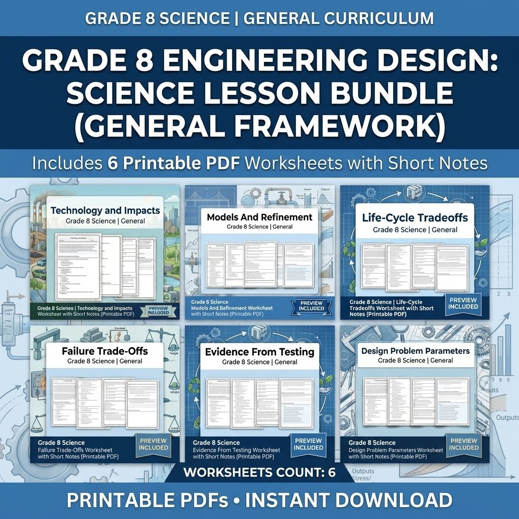 Grade 8 Engineering Design: Science Lesson Bundle (General Framework) — bundle cover