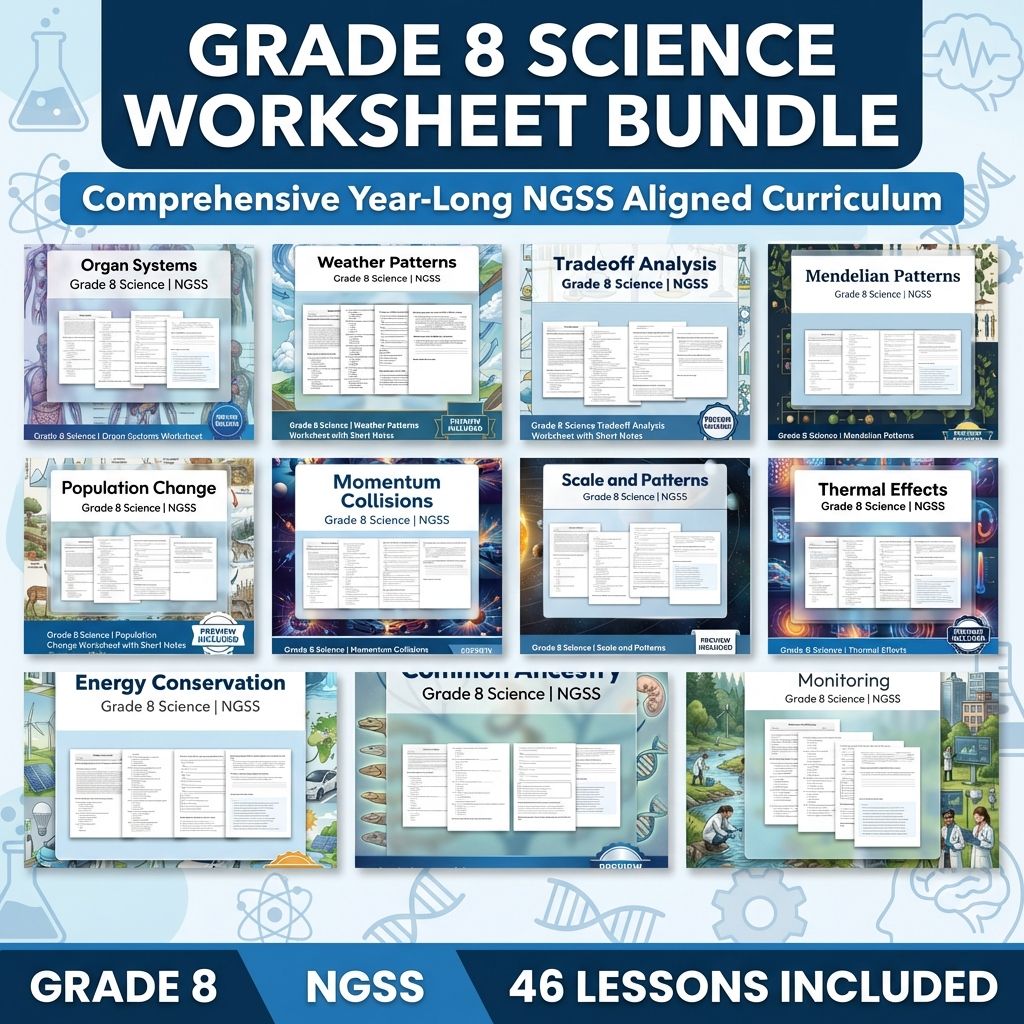 Grade 8 Science NGSS Bundle | Comprehensive Year-Long Science Practice Pack — bundle cover