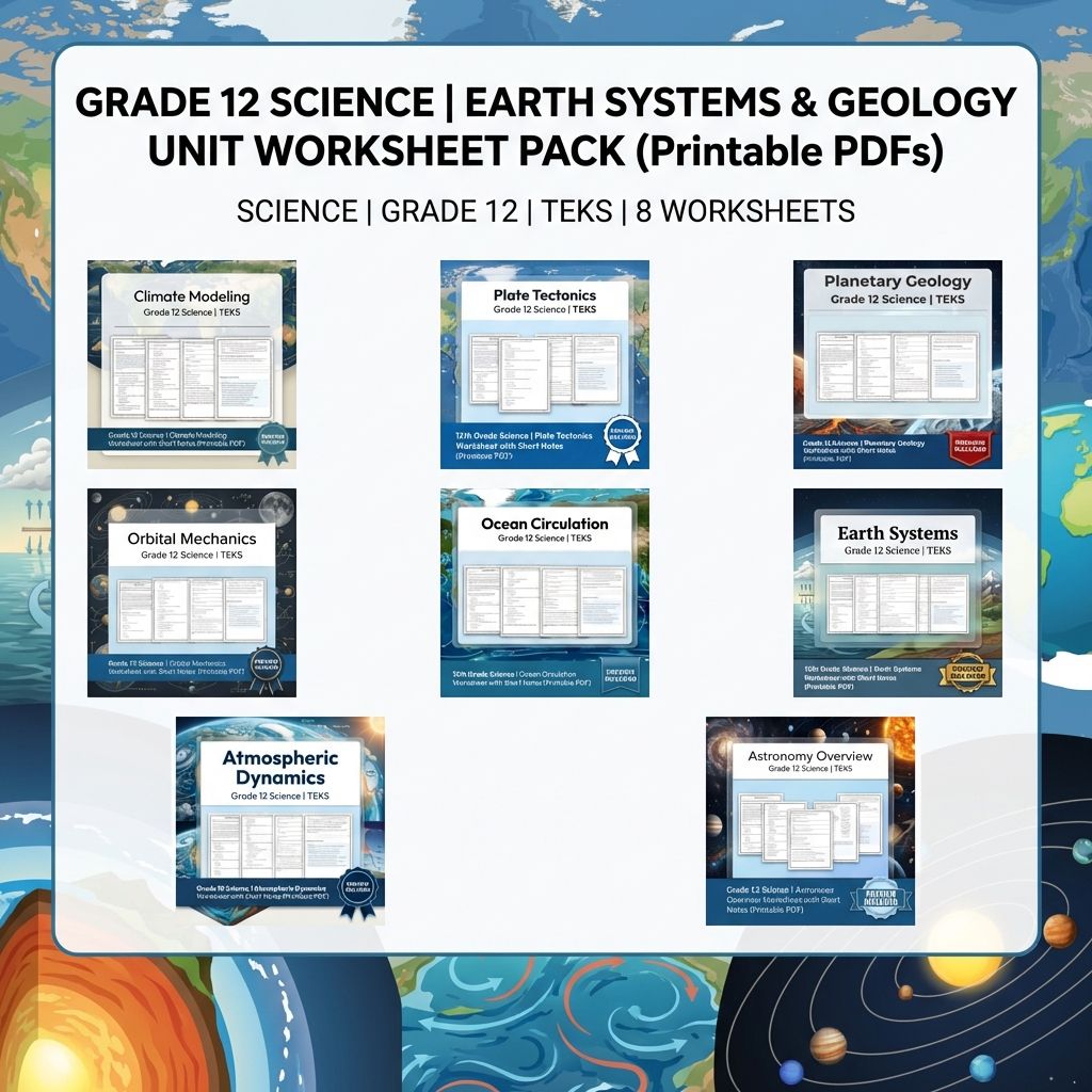 Grade 12 Science Unit Bundle – Earth Systems & Space Topics (Worksheets) — bundle cover