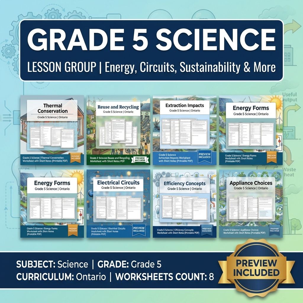 Grade 5 Science Lesson Group | Energy, Circuits, Sustainability & More — bundle cover