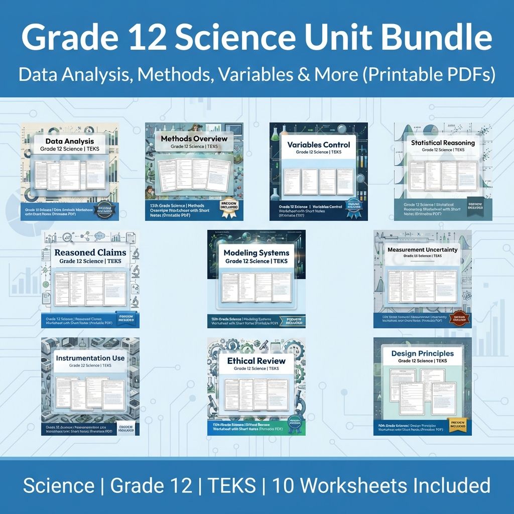 Grade 12 Science Unit Bundle | Data Analysis, Modeling & Ethics Worksheets — bundle cover