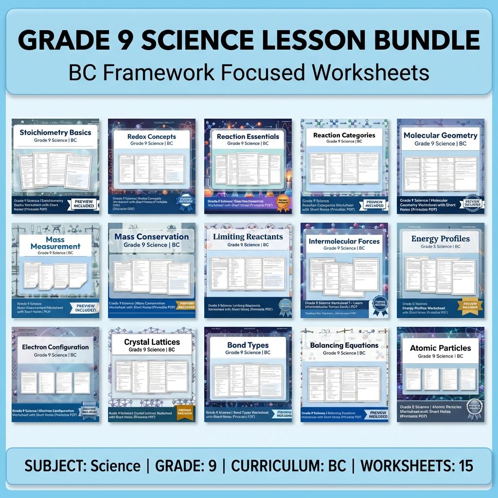Grade 9 Science Lesson Bundle | BC Framework Focused Worksheets — bundle cover