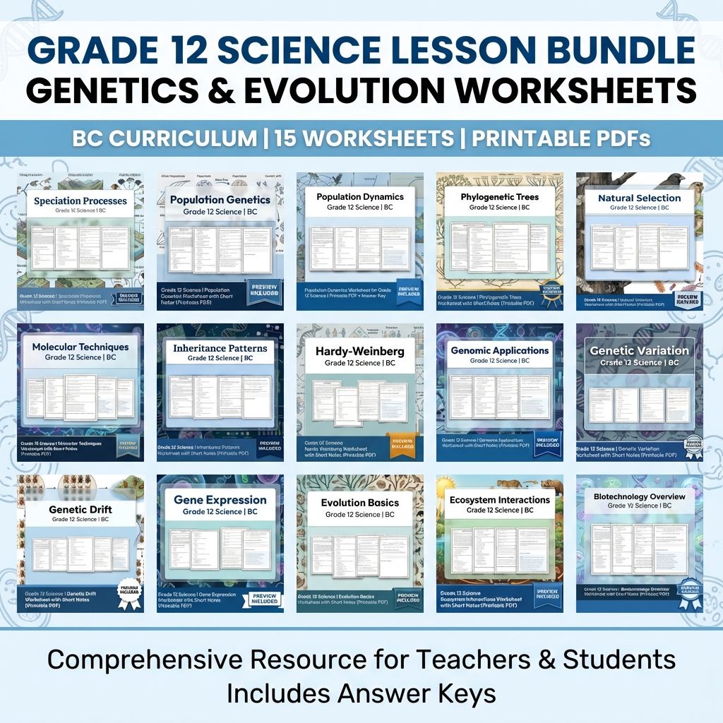 Grade 12 Science Lesson Bundle | Genetics & Evolution Worksheets — bundle cover