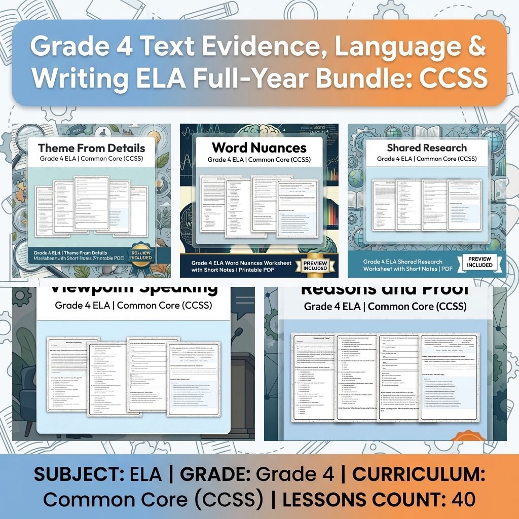 Grade 4 Text Evidence, Language & Writing ELA Full-Year Bundle: CCSS — bundle cover