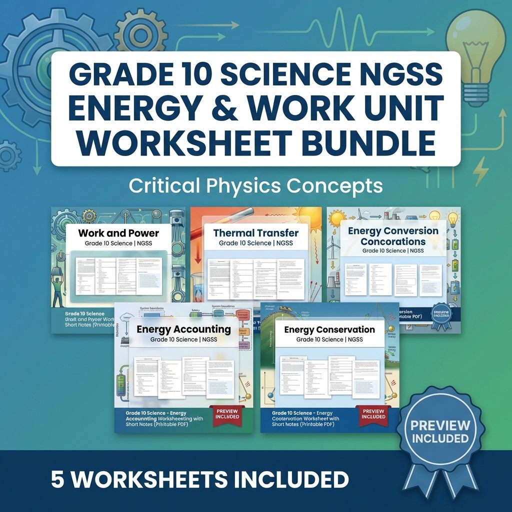 Grade 10 Science | Energy Unit Bundle – NGSS Aligned Worksheets  — bundle cover