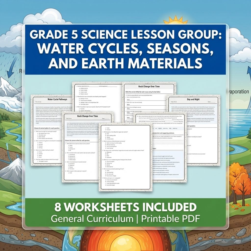Grade 5 Science Lesson Group: Water Cycles, Seasons, and Earth Materials — bundle cover
