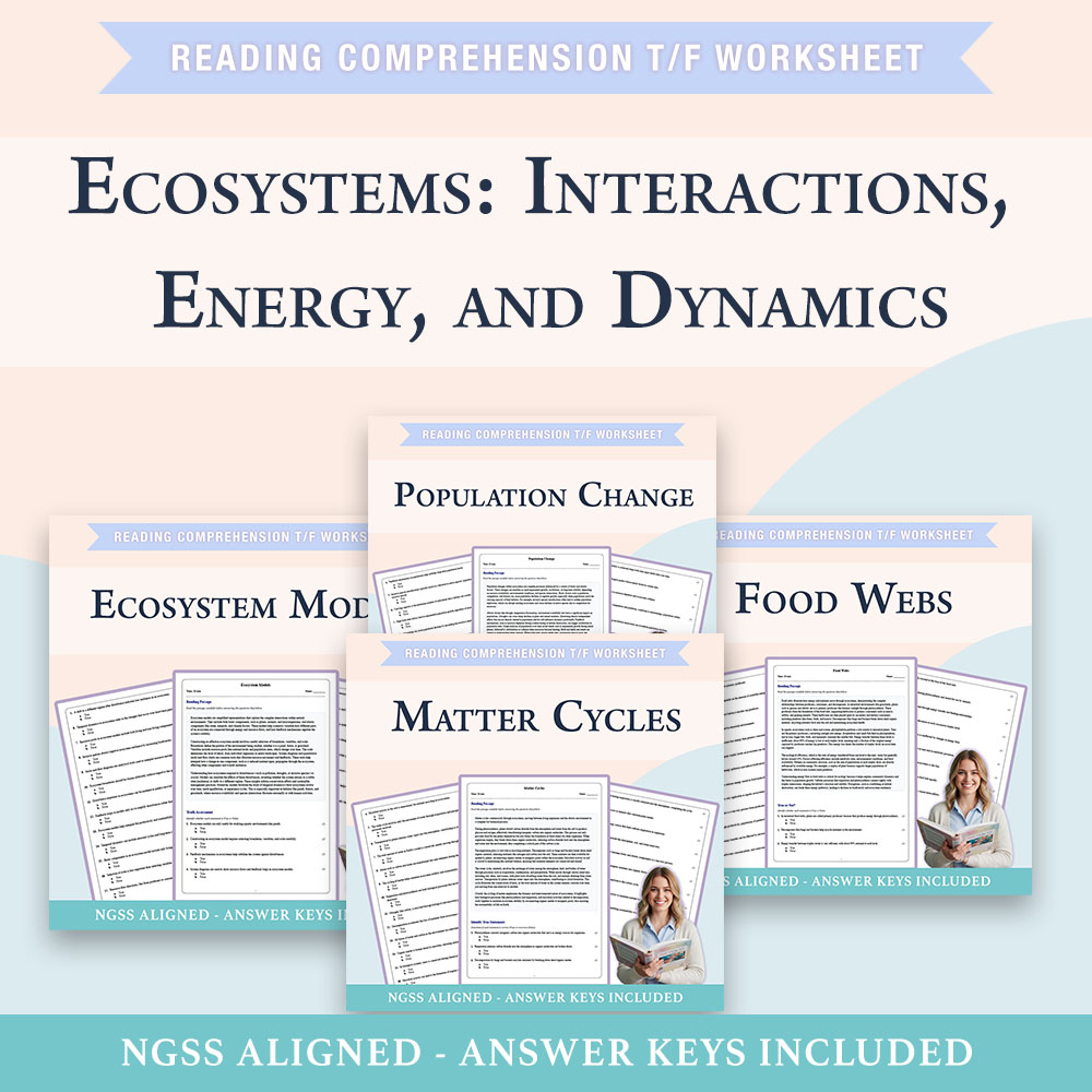 Grade 8 Science | Ecosystem & Population Change Unit Worksheet(PDF + Answer Key) — bundle cover