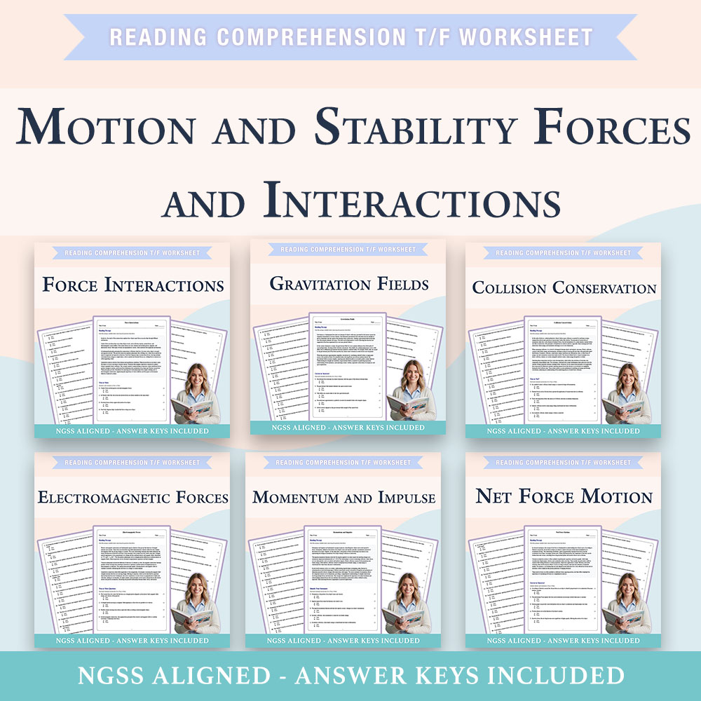 Grade 10 Science Bundle | Forces, Motion & Fields Worksheets (PDF + Answer Keys) — bundle cover
