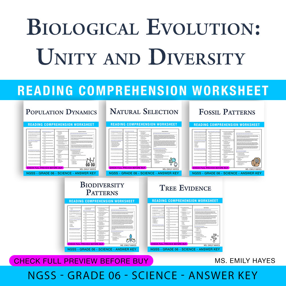 Grade 6 Science Unit | Ecology, Natural Selection & Fossils (PDF+ Answer Key) — bundle cover