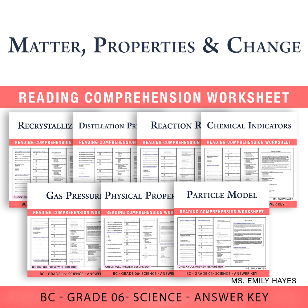 Grade 6 Science BC| Reaction Rates & Chemical Properties (PDF+ Answer Keys) — bundle cover