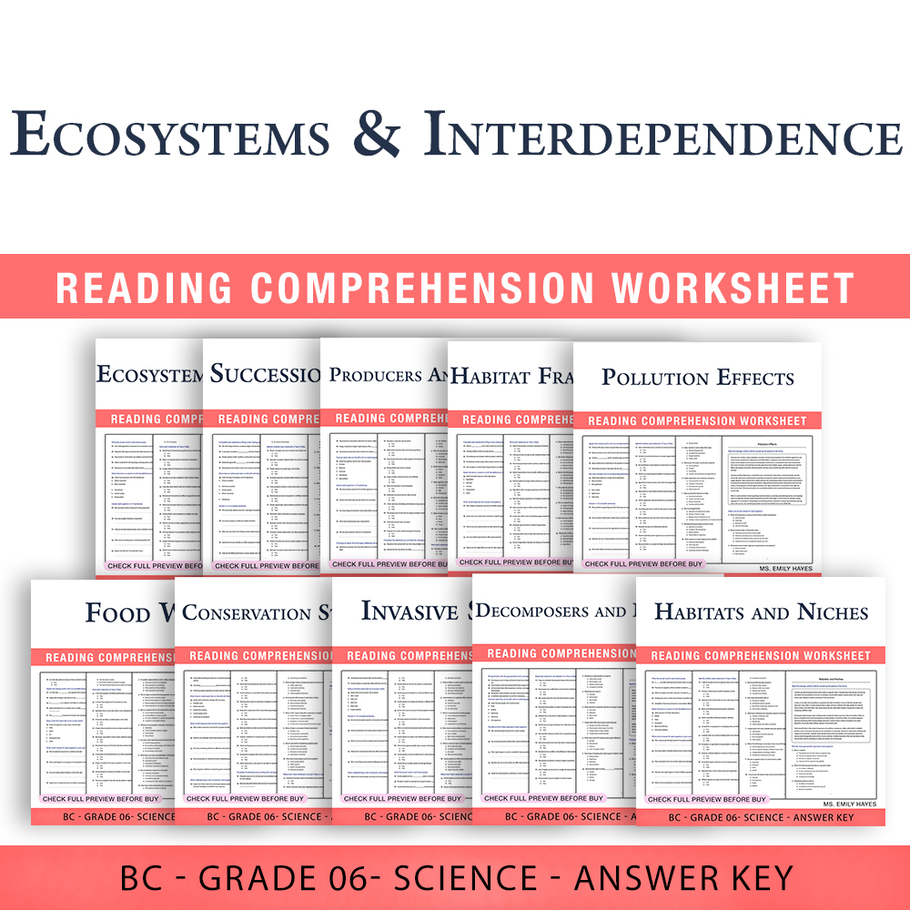 Grade 6 Science BC | Ecosystems and Human Impact Unit  (PDF + Answer Keys) — bundle cover