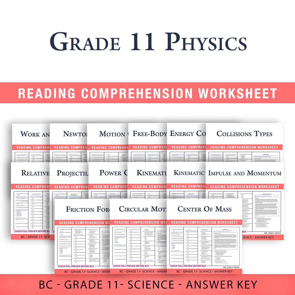 Grade 11 Science BC | Motion, Energy & Force Concepts (PDF+ Answer Keys) — bundle cover