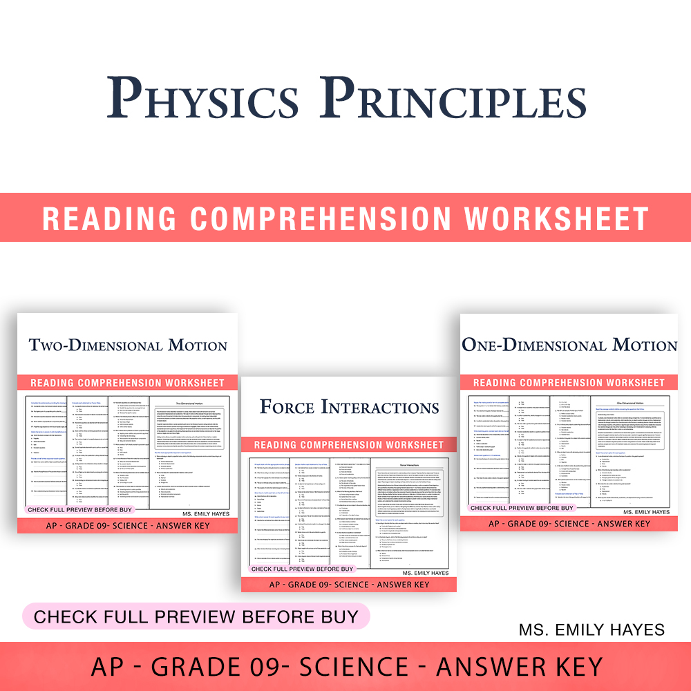 Grade 9 Science | Motion & Force Concepts Worksheet(PDF+ Answer Key) — bundle cover