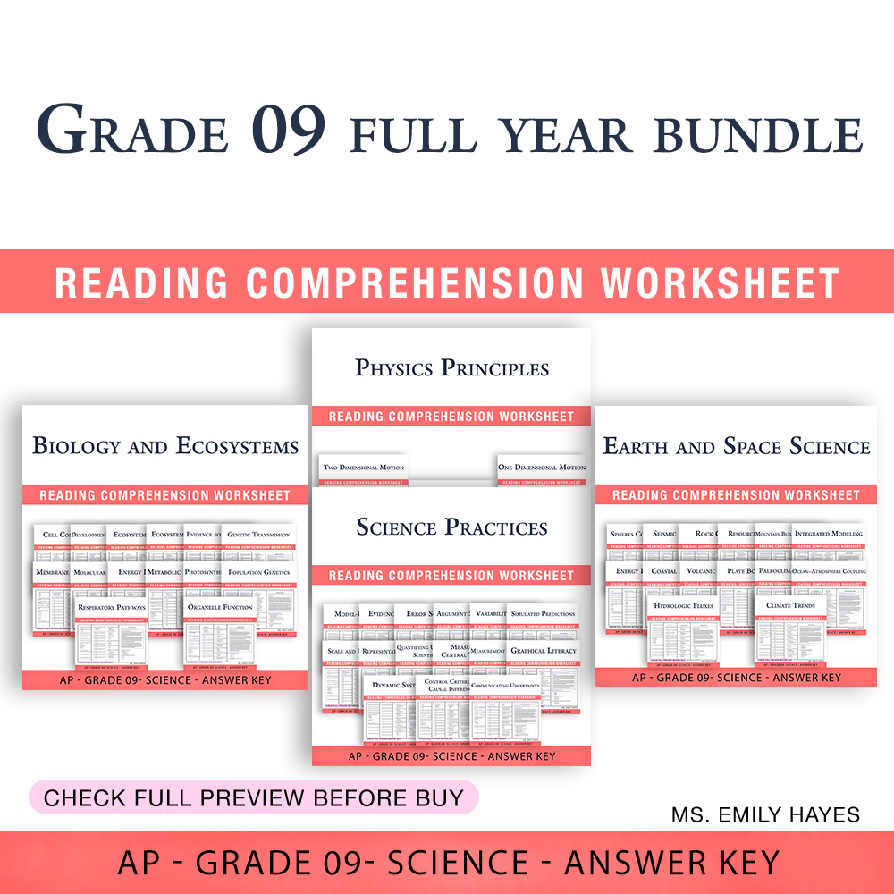 Grade 9 Science | AP Earth & Space Topics Worksheet Bundle (PDF+ Answer Key) — bundle cover