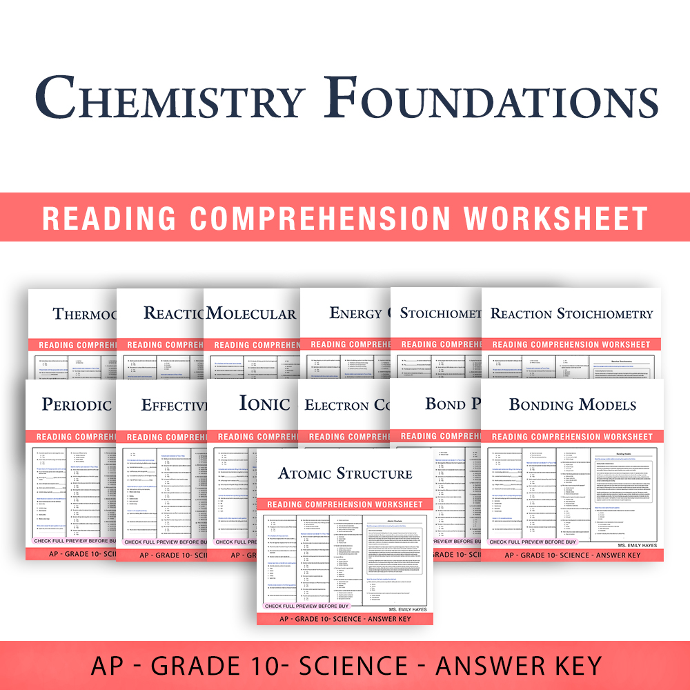 Grade 10 Science -Atomic Structure & Chemical Reactions (PDF+ Answer Key) — bundle cover
