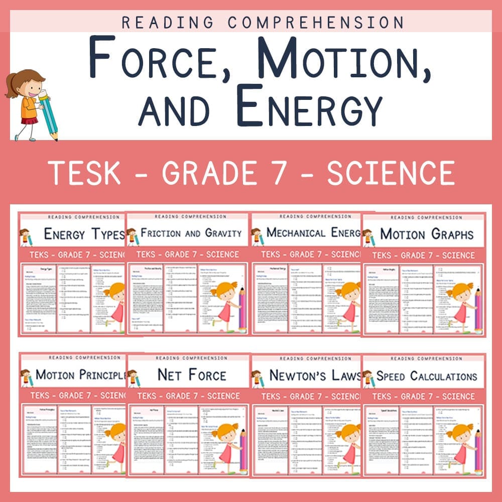 Grade 7 Science | Force, Motion, and Energy Lesson Bundle | TEKS Aligned — bundle cover