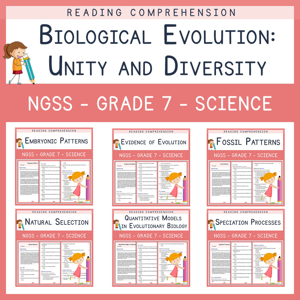 Grade 7 Science | Evolutionary Biology & Natural Selection Worksheet Bundle (NGSS) — bundle cover