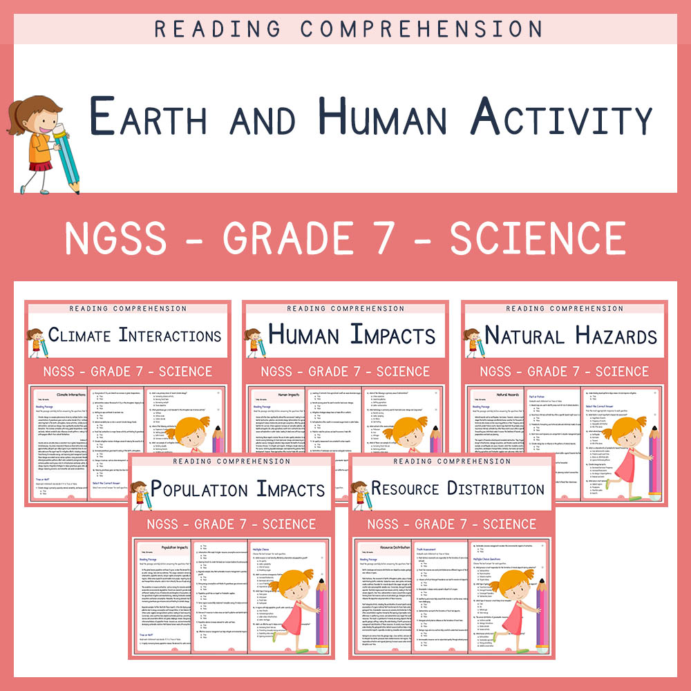 Grade 7 Science Unit | Natural & Human Impacts Worksheets NGSS-Aligned (PDF) — bundle cover