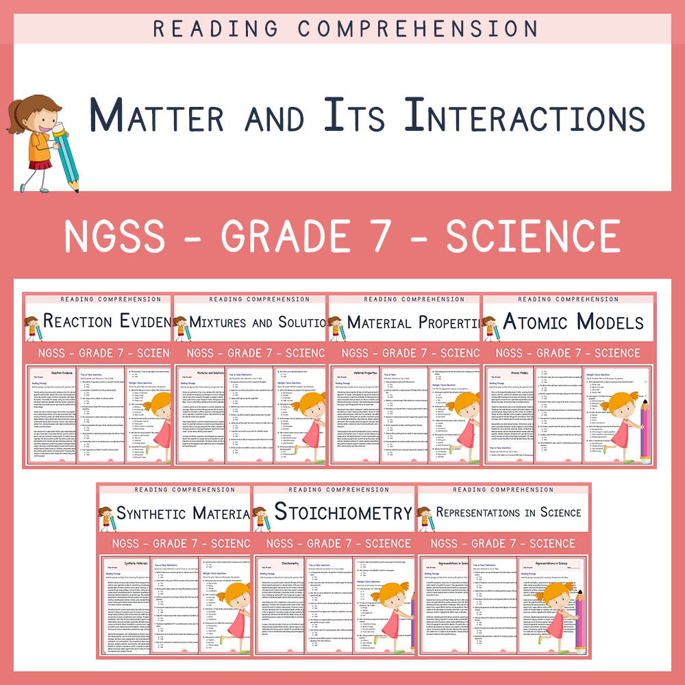 Grade 7 Science Unit Bundle – Atomic Models, aMaterials & Reactions (NGSS-Aligned Worksheets) — bundle cover