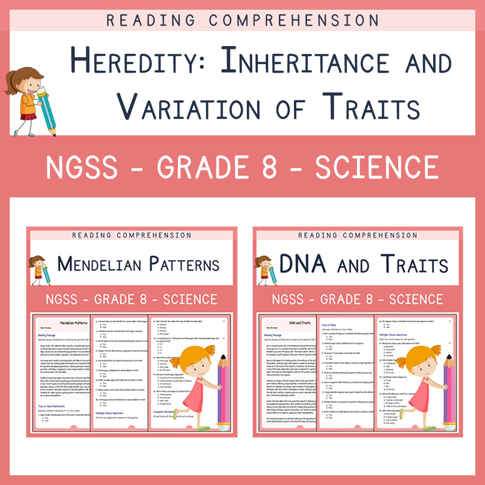 Grade 8 Science | DNA, Traits & Mendelian Patterns Unit Worksheet Bundle (NGSS-Aligned) — bundle cover