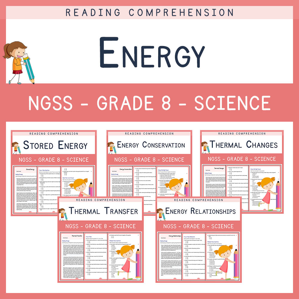 Grade 8 Science | Energy & Thermal Transfer Unit Worksheet Bundle (NGSS Aligned) — bundle cover
