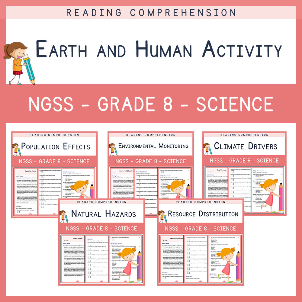 Grade 8 Science Unit | Environmental Monitoring & Climate Drivers Worksheets (NGSS Aligned) — bundle cover