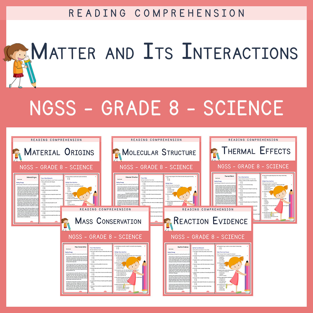 Grade 8 Science Unit | NGSS-Aligned Conservation & Molecular Structure Worksheets — bundle cover