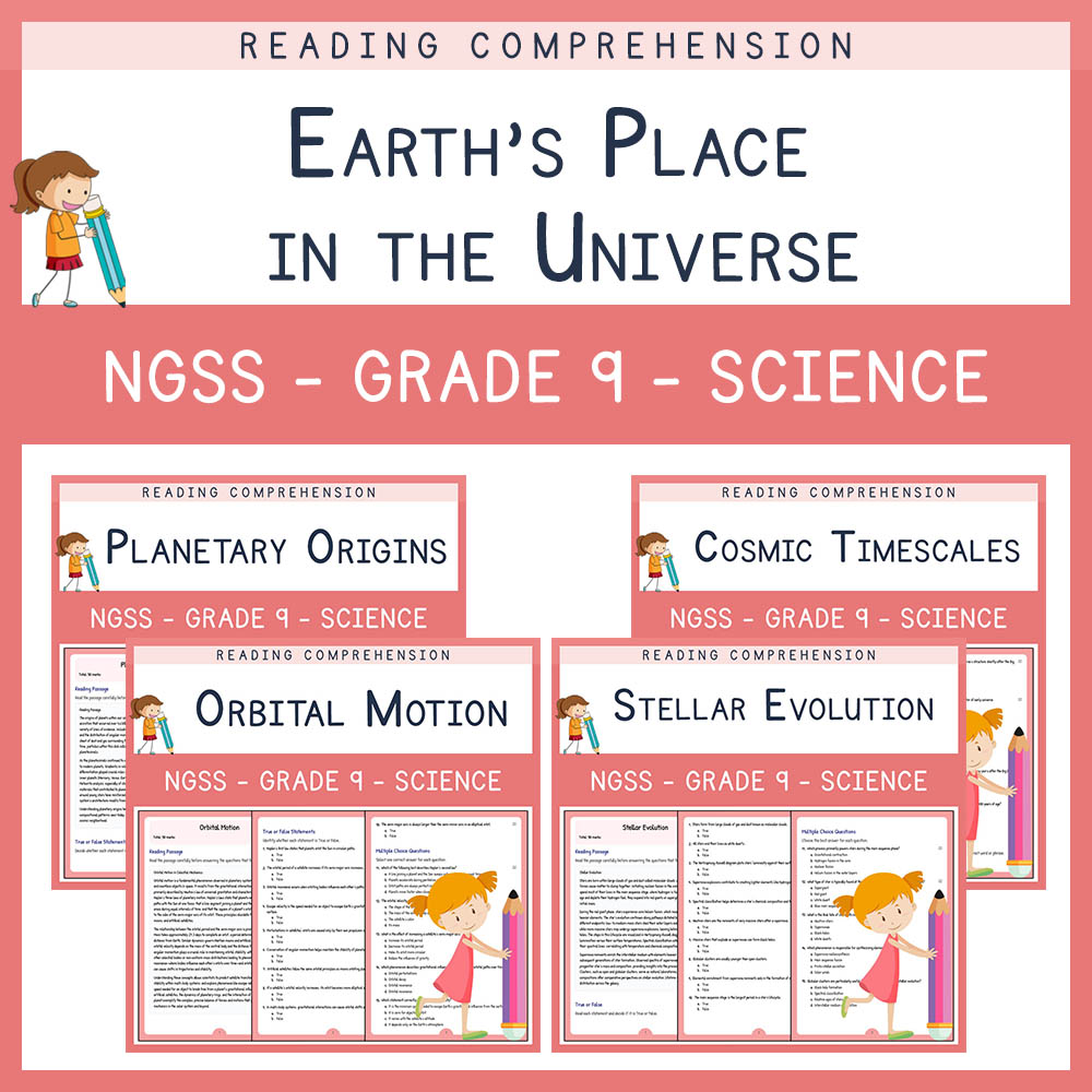Grade 9 Science Unit - Stellar Evolution, Orbits & Cosmic Timescales Worksheets (NGSS Aligned) — bundle cover