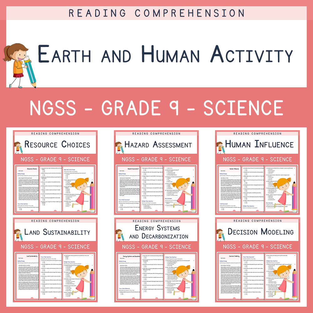 Grade 9 Science Unit Bundle | Land, Energy & Human Impact NGSS Worksheets — bundle cover
