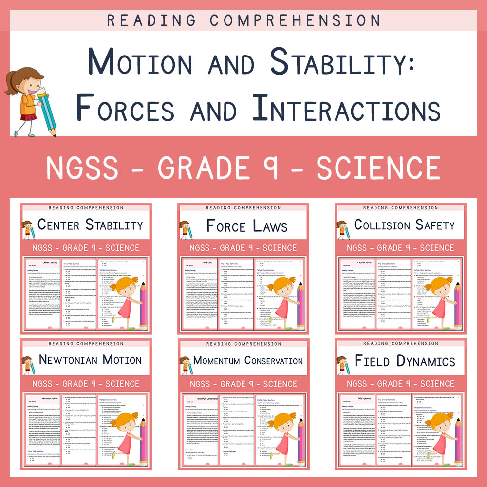 Grade 9 Science | Force & Motion Unit Worksheet Pack (NGSS-Aligned) — bundle cover