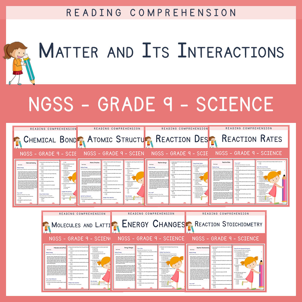 Grade 9 Science | Reaction & Atomic Structure Unit Worksheets (NGSS-Aligned) — bundle cover