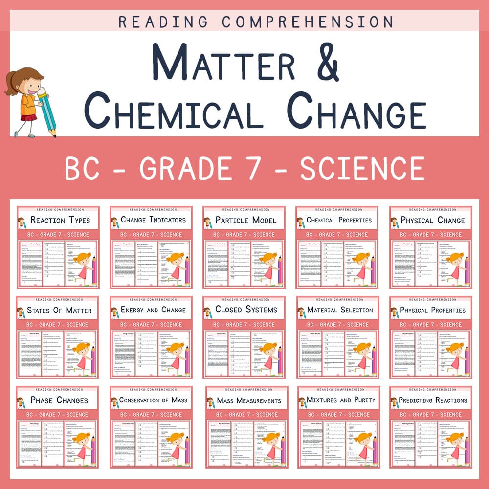 Grade 7 Science | Matter & Chemical Change Unit Bundle | BC Aligned — bundle cover