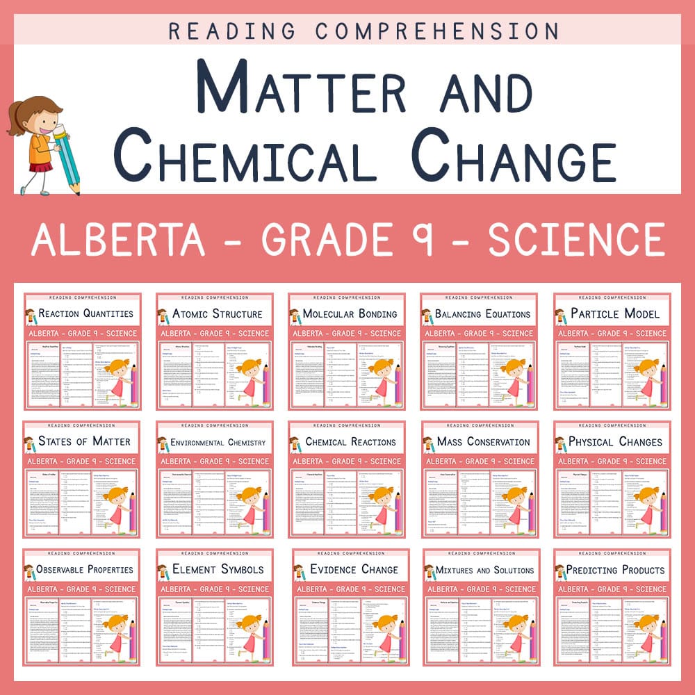 Grade 9 Science | Matter and Chemical Change Custom Bundle | Alberta Worksheets — bundle cover
