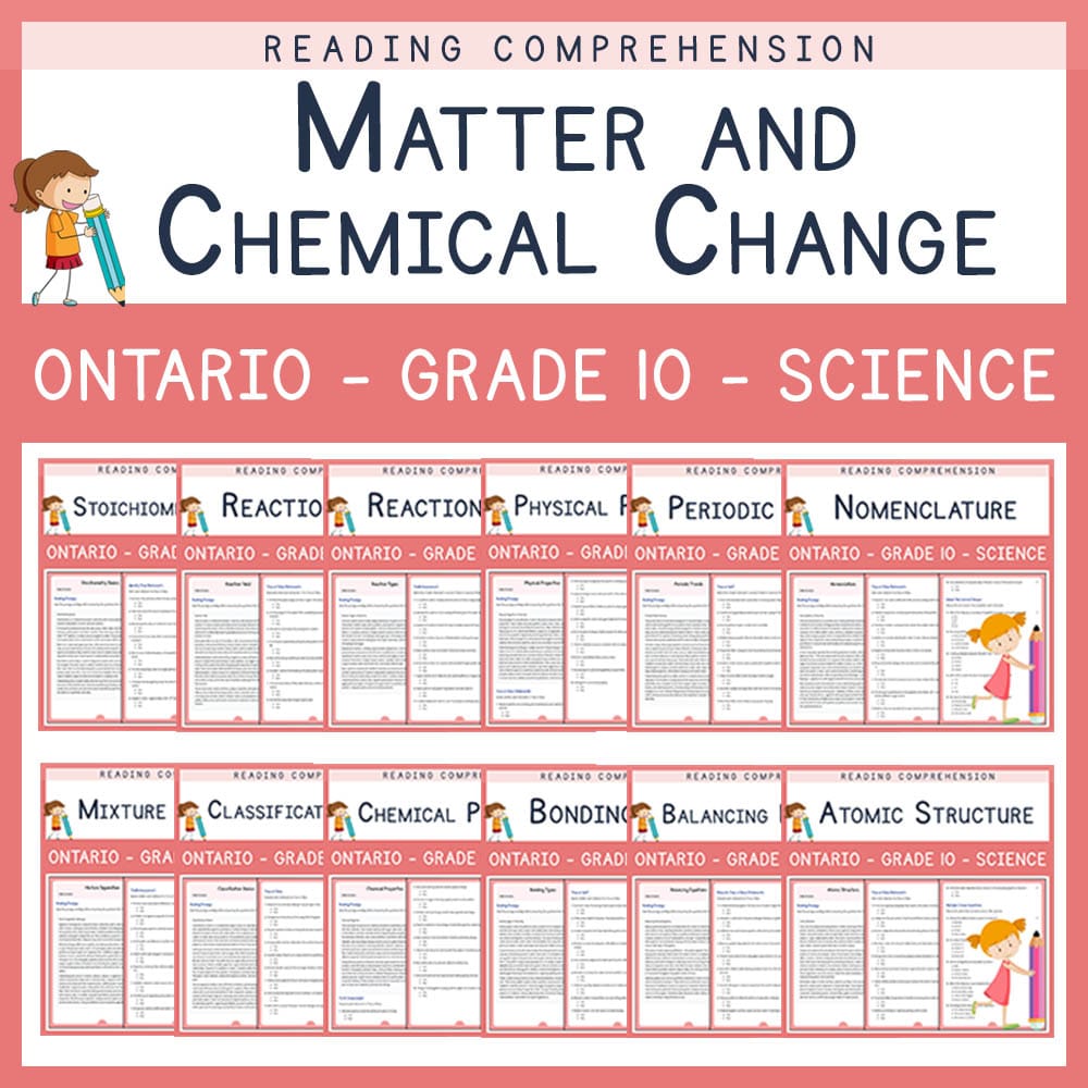 Grade 10 Science | Matter and Chemical Change Unit Bundle | Ontario Standard — bundle cover