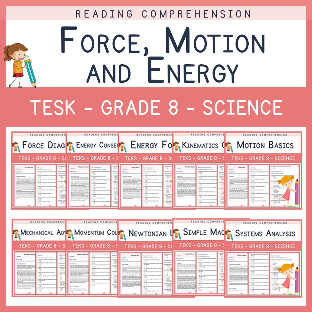 Grade 8 Science | Force, Motion, and Energy Lesson Bundle | TEKS-Aligned — bundle cover