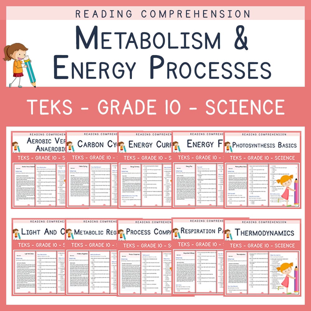 Grade 10 Science | Metabolism & Energy Processes Lesson Bundle | TEKS Aligned — bundle cover