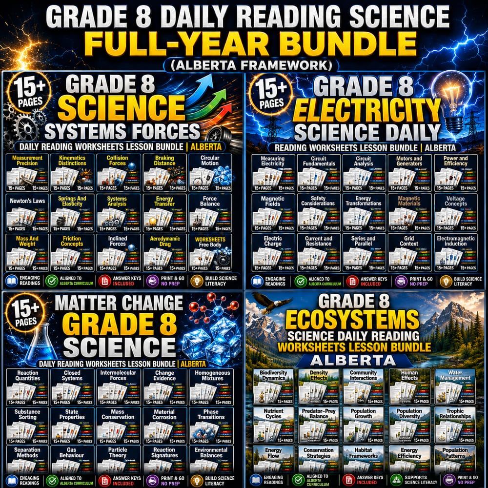 Grade 8 Daily Reading Science Full-Year Bundle (Alberta Framework) — bundle cover