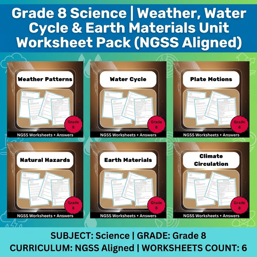 Grade 8 Science Unit | Weather, Water Cycle & Climate Circulation Worksheets — bundle cover