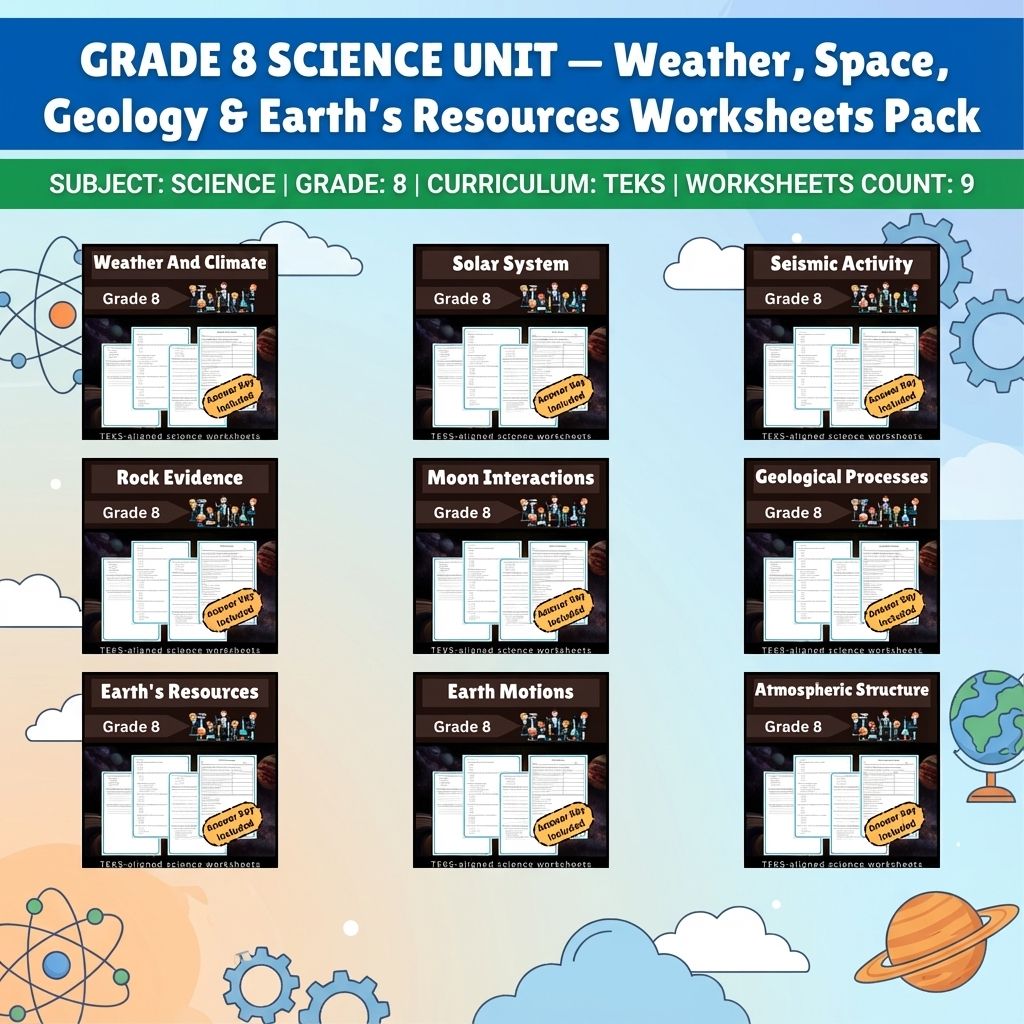 Grade 8 Science UNIT Bundle | Weather, Solar System & Earth - TEKS Aligned — bundle cover