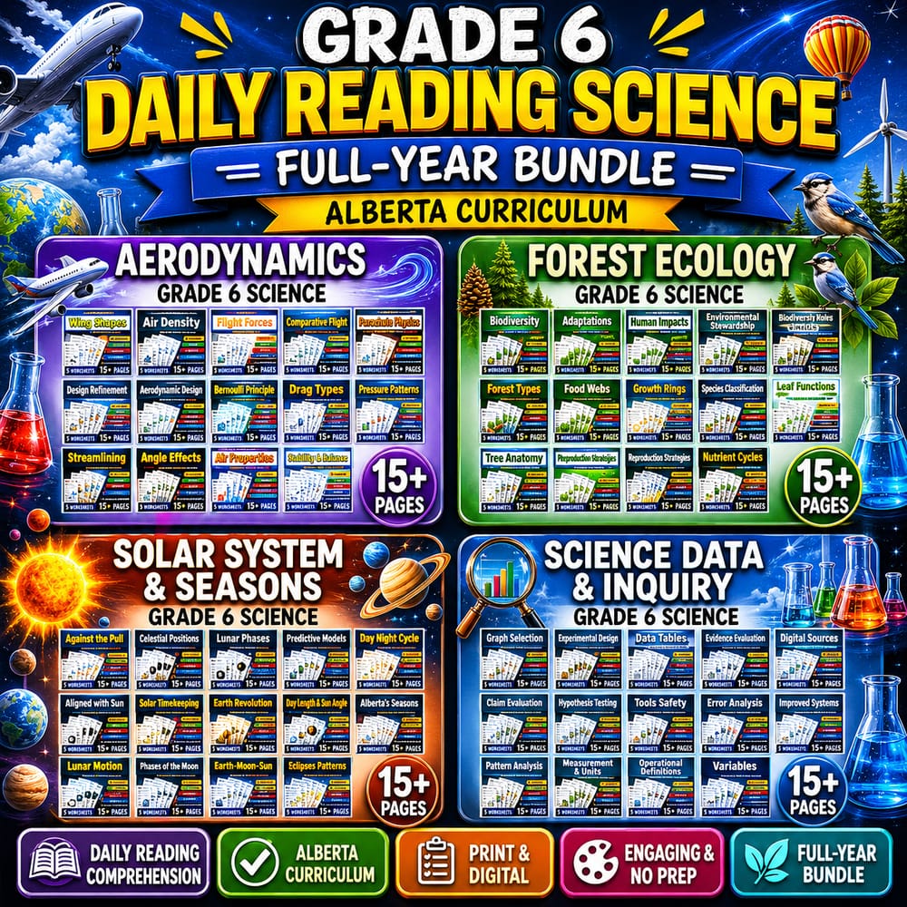 Grade 6 Daily Reading Science Full-Year Bundle Alberta Curriculum — bundle cover