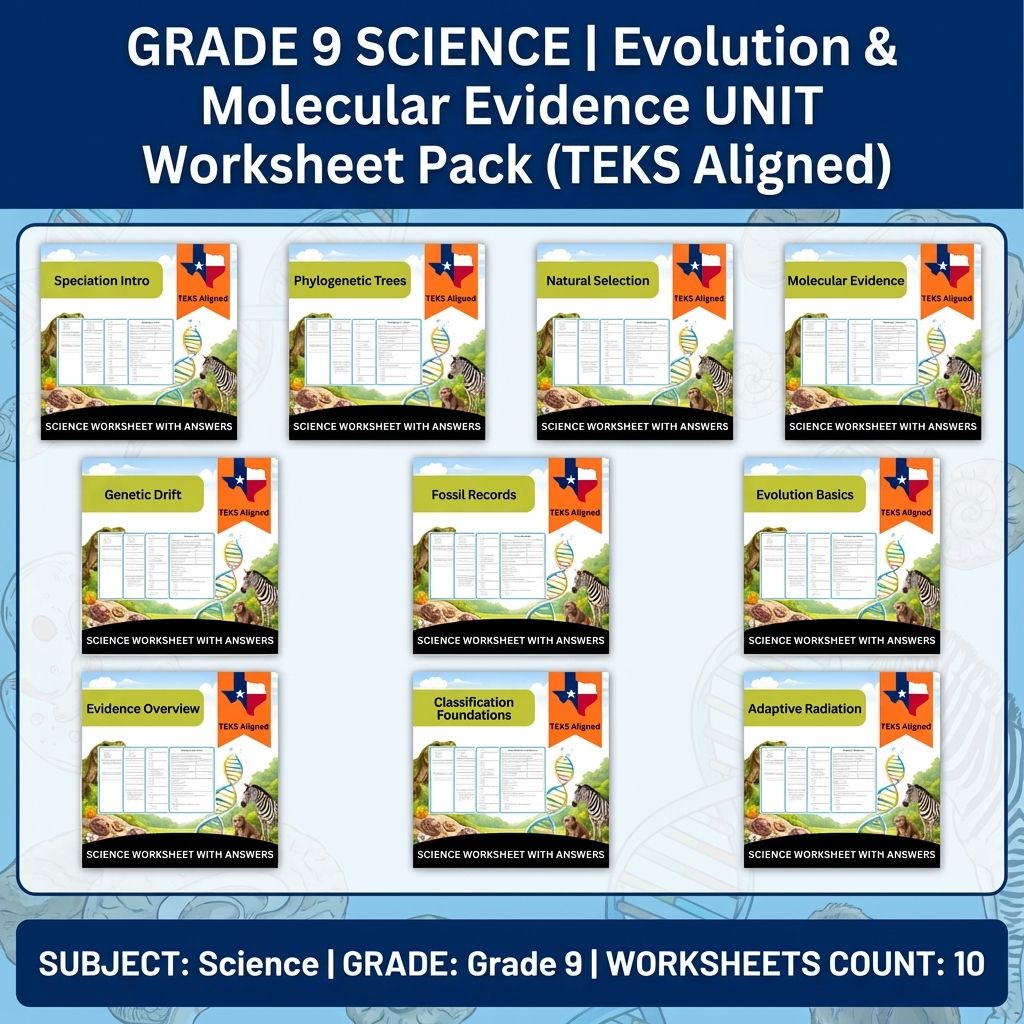 Grade 9 Science Unit | Evolution, Speciation & Genetics Worksheet Pack - TEKS  — bundle cover