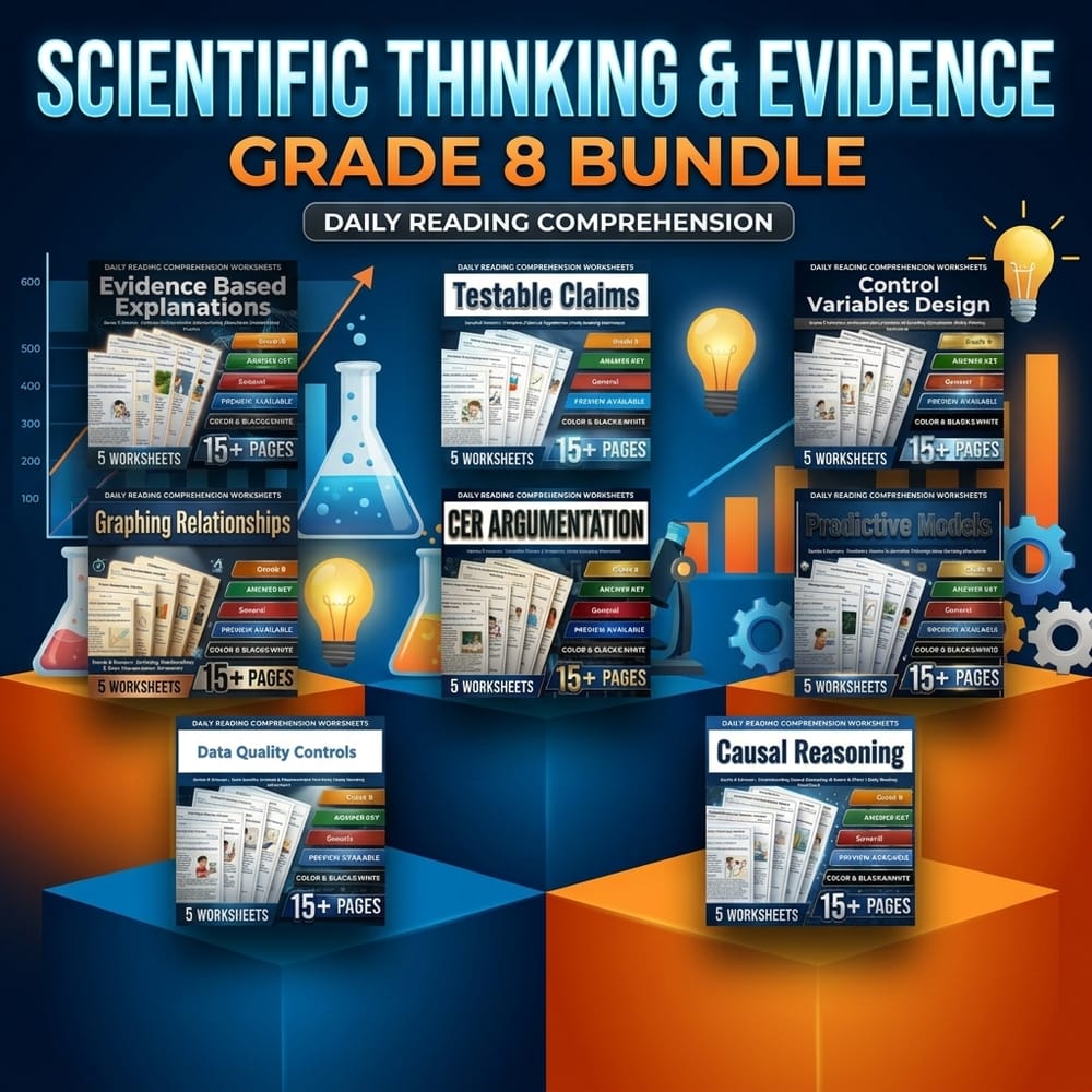 Scientific Thinking & Evidence Grade 8 Science Lesson Bundle | General — bundle cover